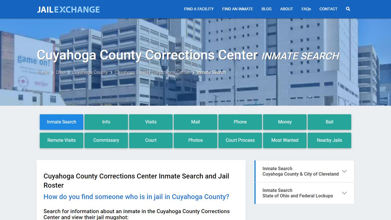 Cuyahoga County Corrections Center Inmate Search - Jail Exchange